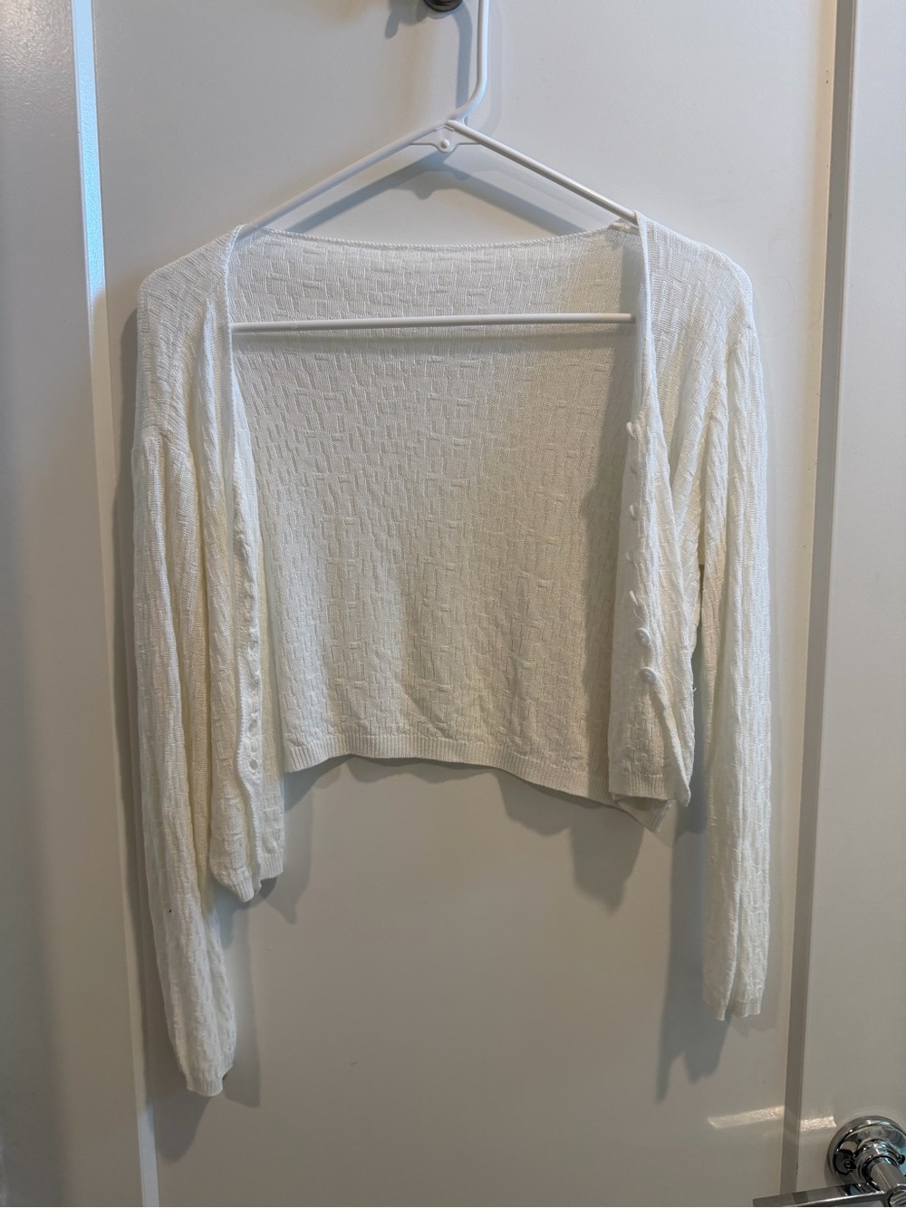 Cropped Open-Front White Women's Cardigan